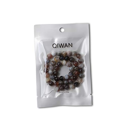 Qiwan 45PCS 8mm Natural Botswana Sardonyx Agate Gemstone Round Loose Beads for DIY Jewelry Making 1 Strand 15"