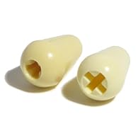 Pair of switch tips for Stratocaster type guitars Cross slot for 3.5 and 4.9mm levers Cream /Ivory nylon Please see product images for full size details