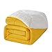 WAVVE Plaid Couverture Polaire en Sherpa, Couverture lit 1 Personne 130x150 Jaune Moutarde, Plaid Canapé Fourrure Jeté de Canapé, Couverture Épaisse Chaude et Douce en Peluche 130 x 150