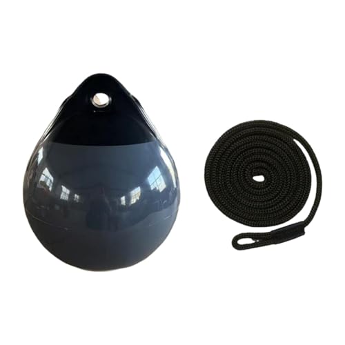 MotiveTech Boya de Boya para Barcos, Redonda, Multiusos, Ligera, con Cuerda, para Atraque, Fondeo Y Yates, Cuerda Negra