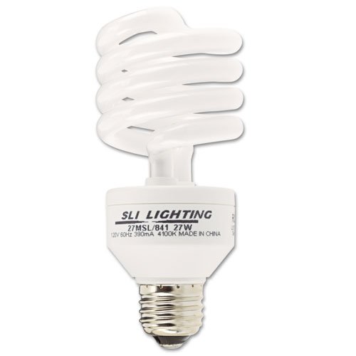 SLI Lighting Products SLI Lighting Compact Fluorescent Bulb, 27 Watt,T3 Spiral, Cool White