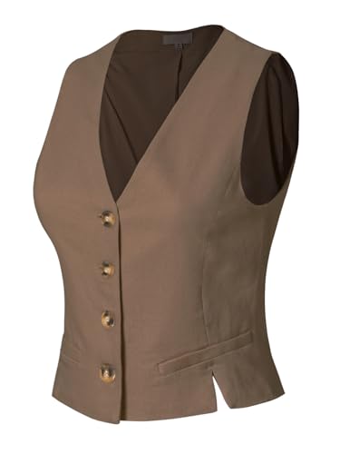 Design by Olivia Women's Fully Lined Button Up V-Neck Tuxedo Suit Vest Waistcoat2
