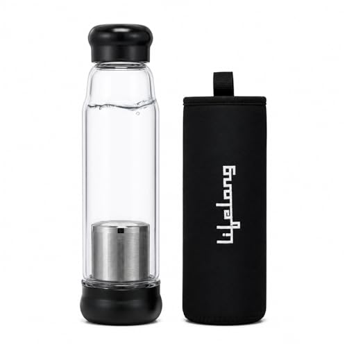Lifelong 500ml Glass Infuser Bottle | Transparent Borosilicate Leakproof & Durable Glass Bottle for Detox Water, Tea, Juice & Herbal Drinks | Portable Reusable Drinking Bottle with Protective Sleeve