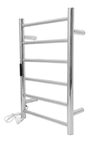 Image of Tee's Electrical Cloth Drying Stand (Stainless steel /SS-304 Towel Warmer)-Extra HOT- 6 Bars, Wall Mounted, with Temperature Controller and Timer