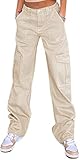 Cargo Pants Women High Waist, Baggy Cargo Jeans with Pocket Baggy Jogger Relaxed Y2K Pants Fashion Jeans Medium