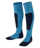 FALKE Active Ski K Kh lana hilo funcional gruesos cálidos 1 par, Calcetines de esquí Unisex niños, Azul True Blue 6105, 23-26