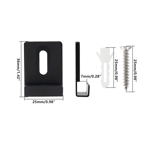 Image of Metal Mirror Clip,ULIFESTAR SUS304 Wide Channel Mirror Hanger Clip,Large Mirror Retainer Clip,Heavy Frameless Mirror J-Channel Mount Wall Clips with Screw 36*25mm /1.42*0.98 inch with Gasket Black 12PCS
