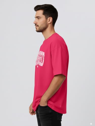 Image of LEOTUDE Half Sleeve Cottonblend Graphic Print Round Neck Drop Shoulder