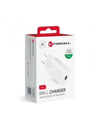 Chargeur USB-C universel Forcell Branco prise alimentation téléphone