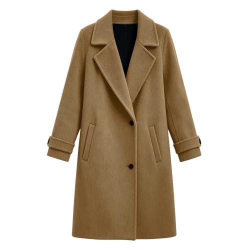 Wool Coat for Women Casual Long Sleeve Lapel Winter Overcoat - image 6