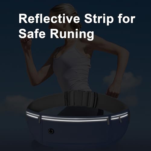 Image of Slim Running Belt for Women Men,Runners Fanny Pack Phone Holder,Money Belt,Running Gear Accessories,with 3 Pockets.(Blue)