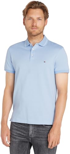 Tommy Hilfiger Herren Poloshirt Kurzarm Pretwist Mouline Slim Fit, Blau...