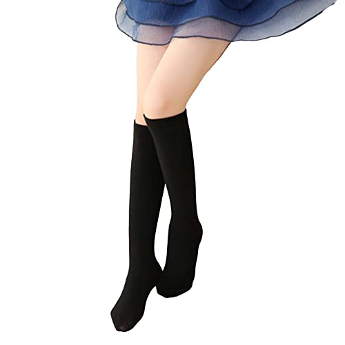 Meias infantis de cor lisa para o meio da panturrilha, material natural e ecológico para uso em palc