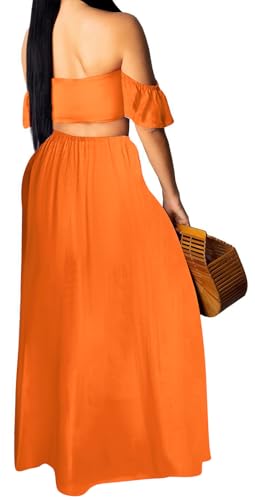 Image of Sexy Two Piece Sets for Women Vacation Elegant Sleeveless Top Long Split Maxi Dress Beach Swimwear