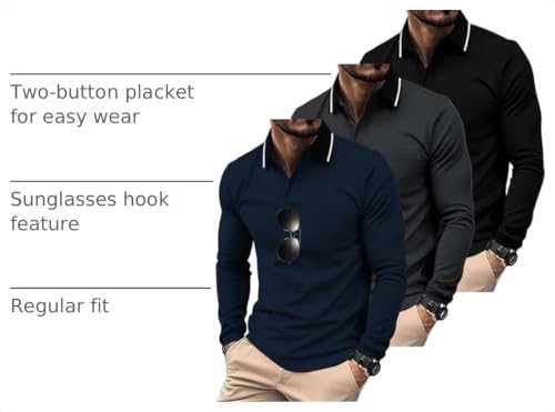 ZITY 3 Pack Men Polo Shirts with Pocket Long Sleeve - $17 After coupon - image 4