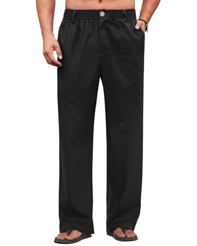 La mejor comparación de Pantalones de Vestir Caballero - 5 favoritos. 42 QKIIINQ Pantalones Casuales de Lino para Hombre, Pantalones Ligeros de Mezcla de Lino y algodón Hombre, Antiestático, Antiarrugas, para Playa Boda (MX/US, Alfa, Mediano, Regular,...