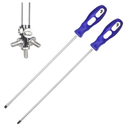 Slotted and Phillips Screwdriver, PH2 12" Long Cross-head Screwdriver & Flat Blade Screwdriver, 2 Packs Magnetic Screwdriver with Rubber Handle