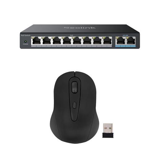 Reolink PoE Switch with 8 Ports, 120W for All Ports, Ideal for Reolink NVR and PoE Cameras, Bundle with A Wireless Mouse with USB Nano Receiver, Works 8-Channel/16Channel NVR