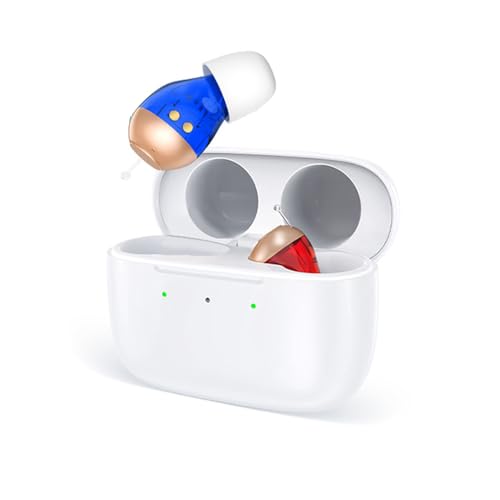 Glorified Mary Digital Rechargeable Hearing Amplifiers with Magnetic Charging Case, Invisible Fit – Auto On/Off with Case, 2 Listening Modes, 5 Volume Levels, Noise Reduction