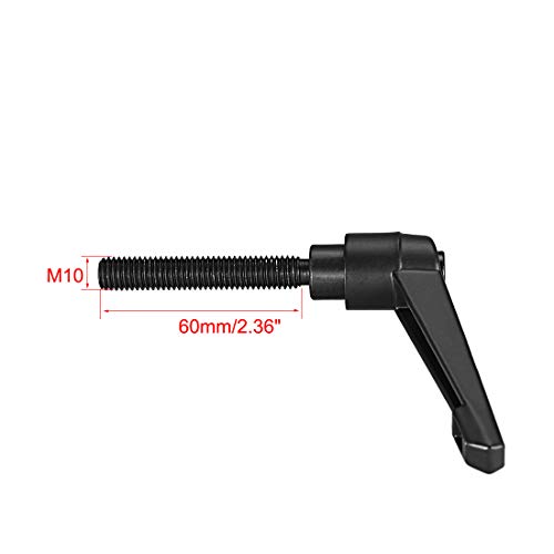 Image of uxcell Adjustable Clamping Lever Handle M10 x 60mm Metric Black Oxide Carbon Steel Male Threaded Stud Hand Knobs Push Button Ratchet Rotating Screw Handles Bolts with Locking Lever Black
