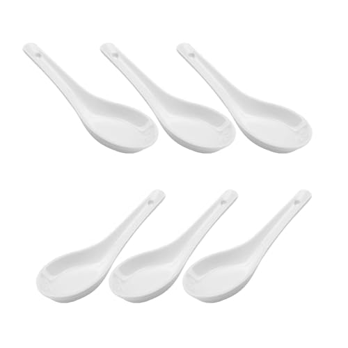 Shirene Asiatische Suppenlöffel,6 pcs Keramische Chinesische Suppenlöffel Ramen Löffel Porzellan Löffel Set Reislöffel aus Weißem Porzellan für...