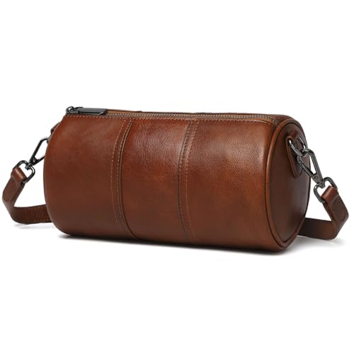 Image of COOLCY Crossbody Bags for Women Genuine Leather Soft Trendy Circle Cross Body Shoulder Bag Designer Cylinder Purses handbags