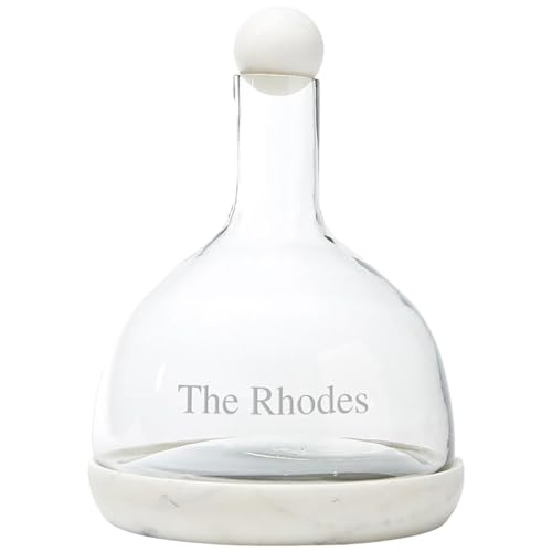 Things Remembered Engraved White Marble & Glass Wine Carafe (Free Customization)