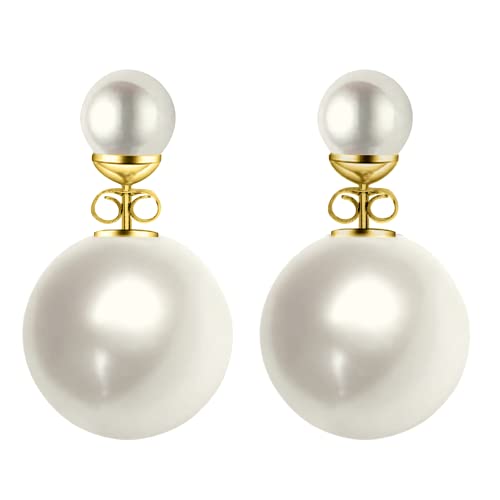 LaBling Double Sided Pearl Earrings - Pearl Front Back Earrings - Many Styles - Stunning Gift - GD-White