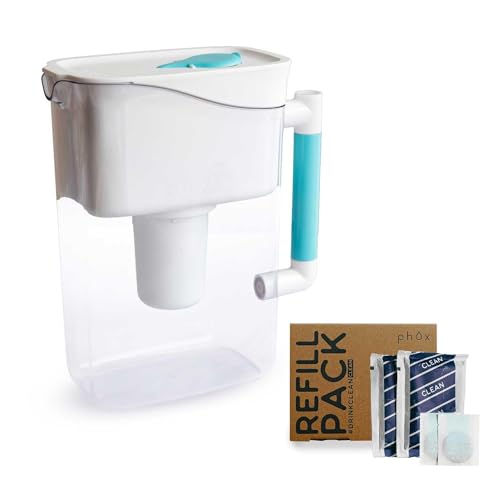 Phox Wave 2.8L Water Filter Jug and Refillable Cartridge (Clean) Blue White | 3 Month Supply