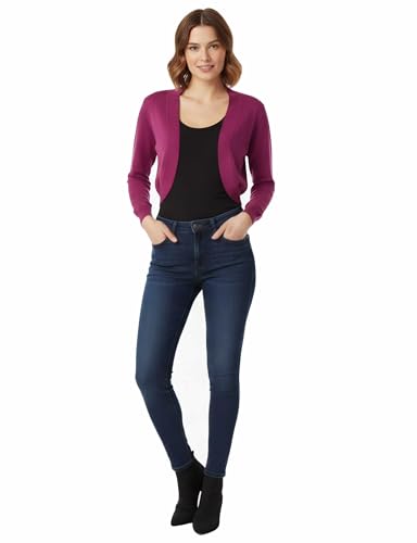Image of Allsense Women's 3 /4 Sleeve Bolero Shrug for Dresses | Open Front Cropped Cardigan, Lightweight Knit Dress Cover Up