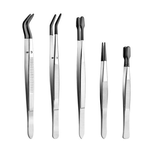 Crafting Tweezers for Precision, Ergonomic Toy-Making Tool, Straight Tip Tweezers for Scrapbooking, Electronics, Lashes, Stickers, Non-Slip Grip, Fine Point, 5.5 inches, Ideal for Crafts