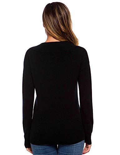 Oshlen Women's Long Sleeve Pullover V Neck Sweater Soft Cashmere Wool Black #TOP4