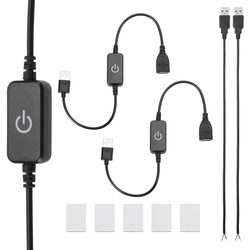 Variateur d'intensité LED CC 5-24V USB PATIKIL avec interrupteur pour ruban lumineux (Lot de 2)