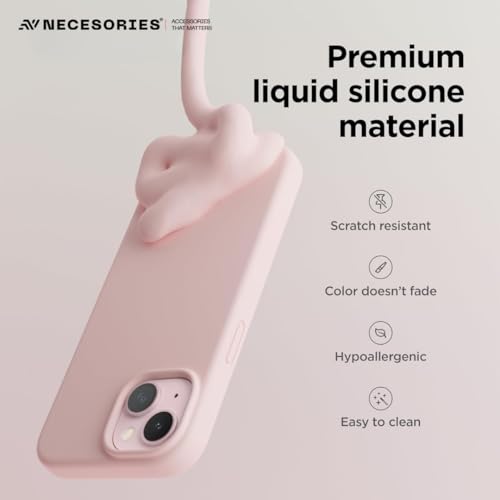 Image of Liquid Silicone Case Compatible for iPhone 15 Plus Lovely Pink | Slim Back Cover | Soft Touch Bumper | Shockproof Drop Protection | Microfiber Cloth Inside | Sleek Solid Design