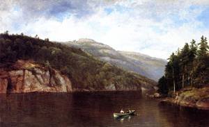 Peinture à l'huile Boating on Lake George 1870 David Johnson toile 36x48