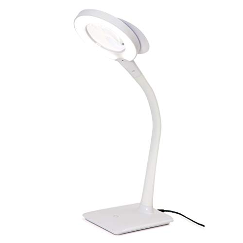 PURElite Magnifying Desk Table LED Lamp, White,...
