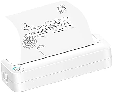 Portable Thermal Printer for Easy Wireless Printing from Mobile Phones and Computers Romote Control Without Ink Cartridge for A4 Size, White