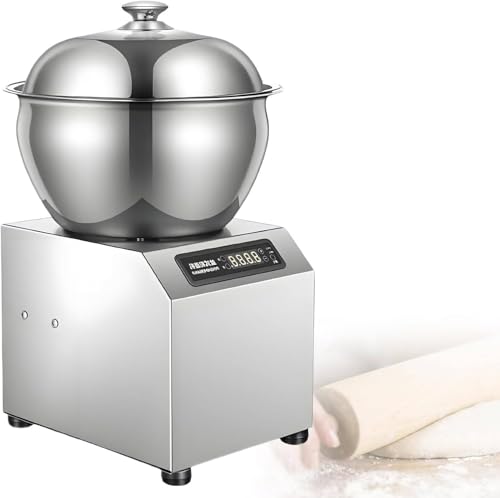 Memykoy Amasadora Comercial de 5 kg/8 kg, amasadora eléctrica de Acero Inoxidable con Doble rotación, para Pizza y Pan, con Temporizador de 30 Minutos y Tapa Visible. 8KG