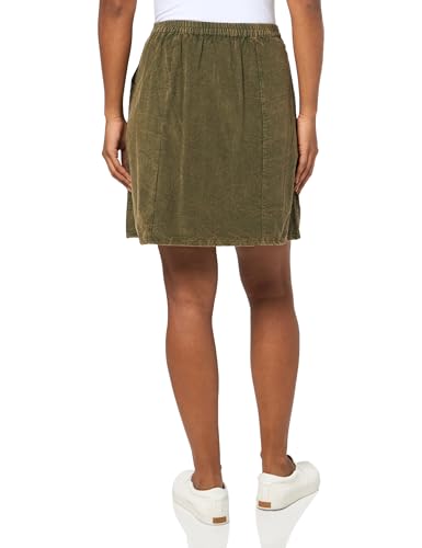 Angie Women's Corduroy Button Up Skirt with Panels and Pockets2