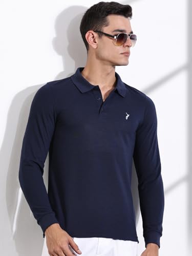 Image of Thomas Scott Men's | Solid | Full Sleeve | Regular Fit | Cotton Blend | Polo Collar | Casual Tshirt