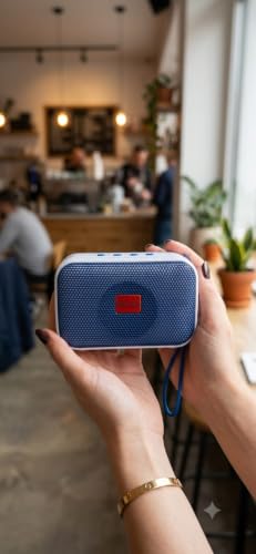 LED ışıklı Bluetooth hoparlör; USB ve hafıza kartı destekli, telefon standlı, taşınabilir, ön panel mavi