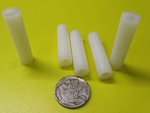 Natural Nylon Spacer, Unthreaded, No. 10 Screw Size x .375" OD x .192" ID x 1.50" Length, 100 Pcs.