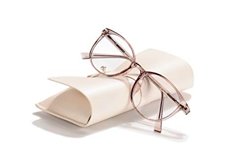 FONHCOO Blue Light Blocking Glasses Women Men Computer Eyeglasses,TR90 Fashion Round Transparent Anti Blue Light Glasses with Anti Eyestrain & UV Glare for Gaming & Reading (Flesh Pink)