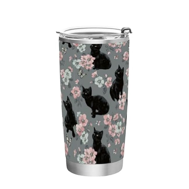 12 Oz Stainless Steel Vacuum Insulated Tumbler Beautiful Flowers Butterfly Coffee Cup with Lids and Straw Double Wall Water Travel Mug for Hot and Cold Drinks for Home Office