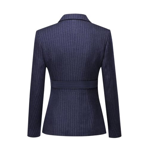 YUNCLOS Women's 2 Piece Office Lady Stripes Business Suit Set Slim Fit Blazer Jacket Pant4