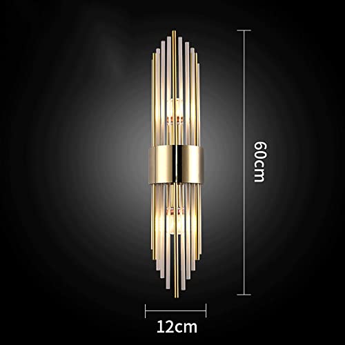 Lámpara de pared dorada de acero inoxidable, casquillo E14 * 2 y pantalla de cristal 5