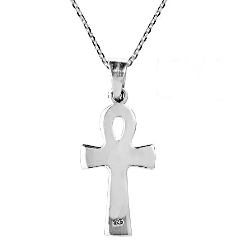 AeraVida Egyptian Eye of Horus Ankh Cross .925 Sterling Silver Pendant Necklace - Image 4