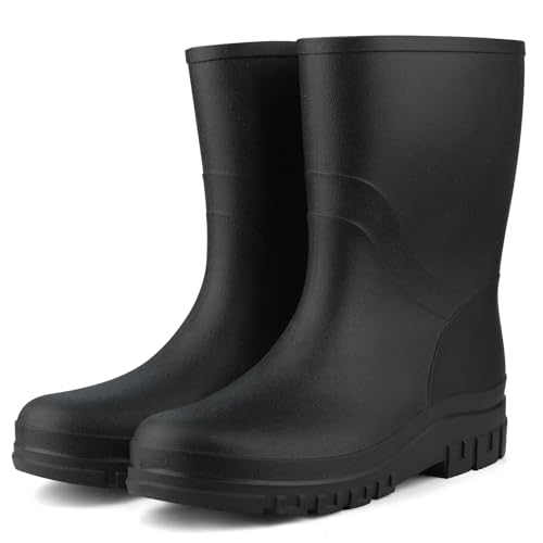DaeRainy Women Waterproof Rain Boots Mid-Height PVC Rubber Boots Garden Shoes for Outdoor