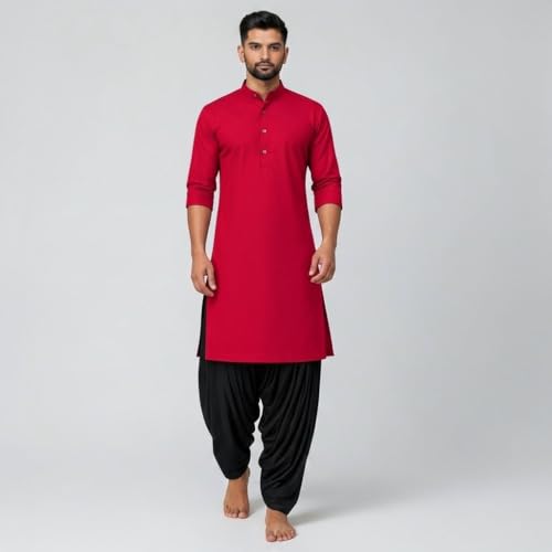 Image of Mens Pure Coton Kurta Dhoti Set | Traditional Ethnic Wear for Festive & Wedding Men's Cotton Kurta with Dhoti Set | Comfortable Ethnic Traditional Outfit Stylish Men's Cotton Kurta Dhoti Set.
