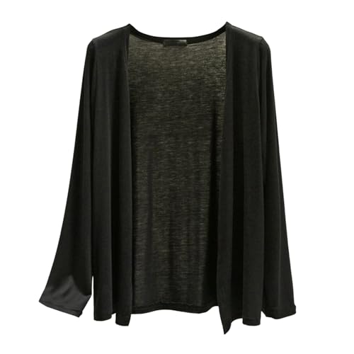 カーディガン レディース 長袖 薄手 ラッシュガード uvカット ボタンなし おしゃれ アウター 大きいサイズ 涼しい オーバーウェア 着痩せ ゆったり 前開きシャツ 無地 シンプル 夏用 ウェア 羽織り 人気 日焼け止め 冷房対策(ブラック/L)